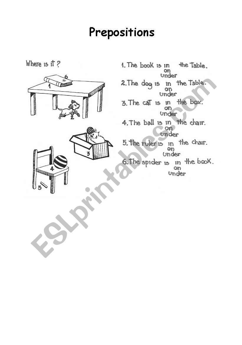 Prepositions worksheet