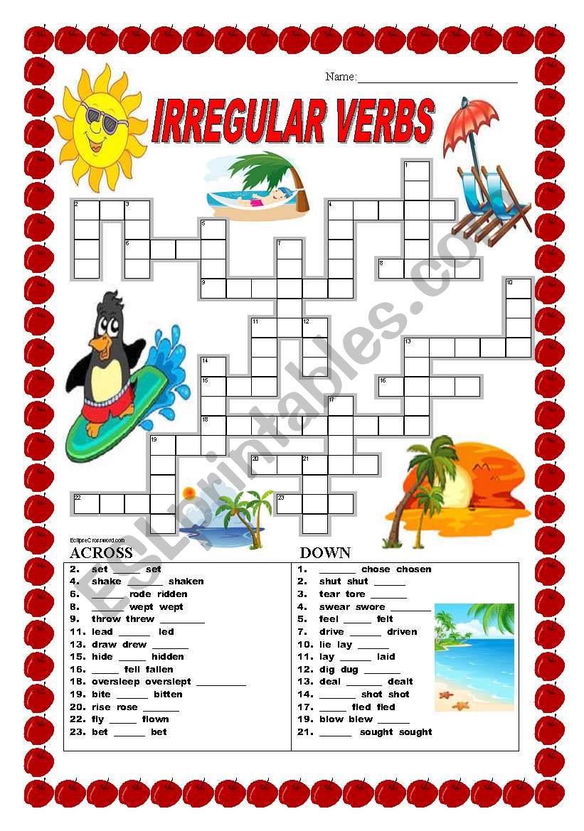 Irregular verbs - crossword - No. 2