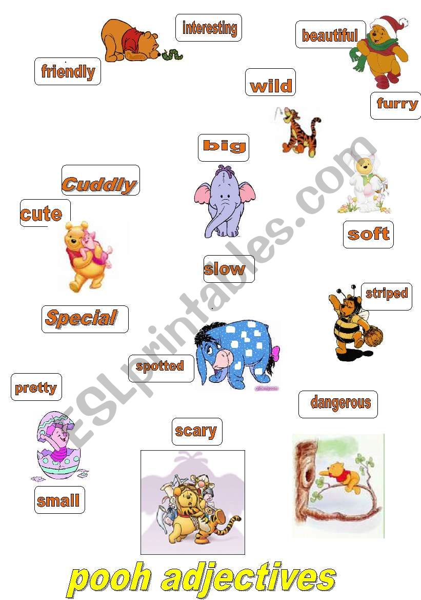 Winnie  the pooh and adjectives