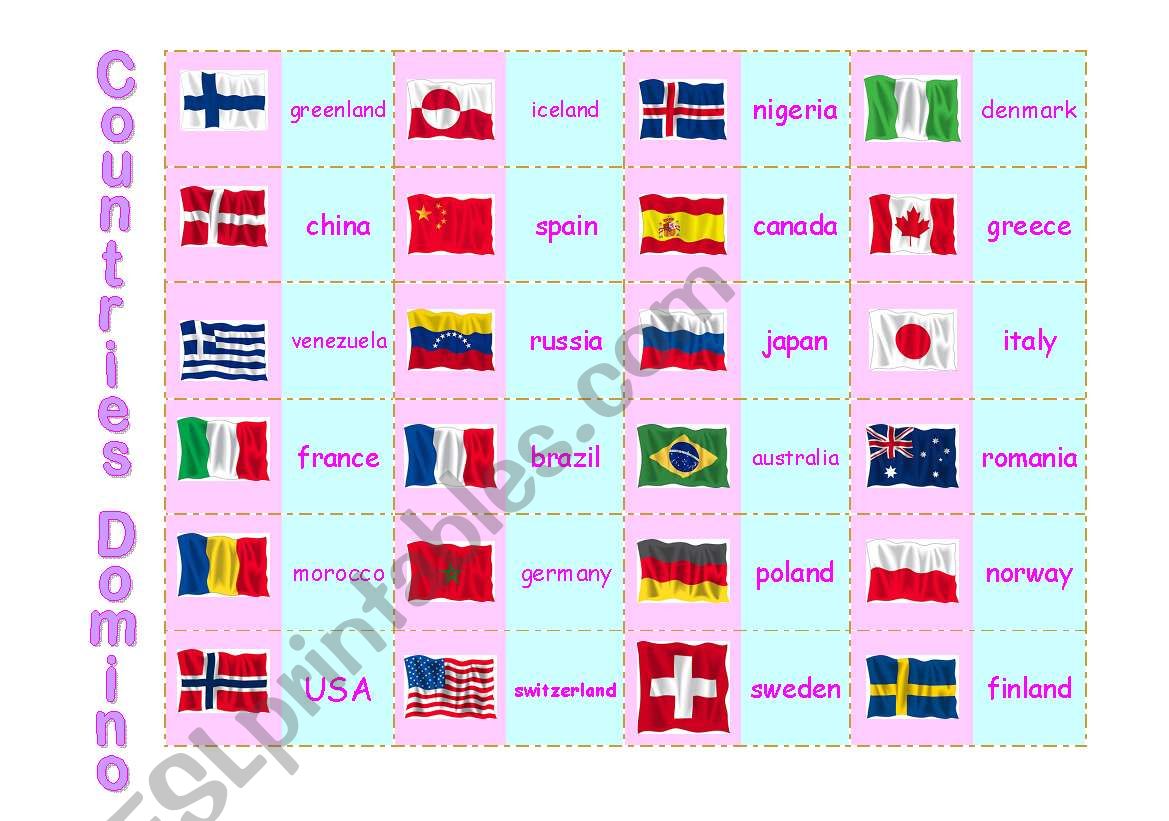 Countries Domino worksheet