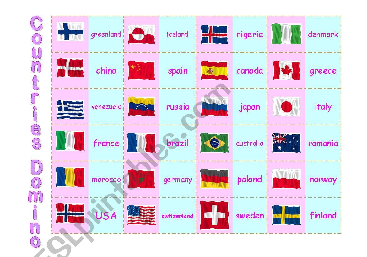 Countries Domino worksheet