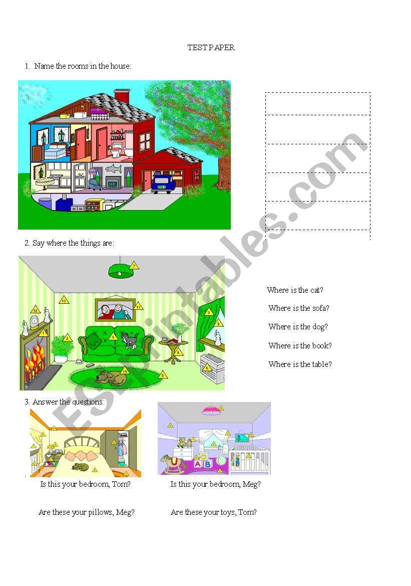 test paper-the house worksheet