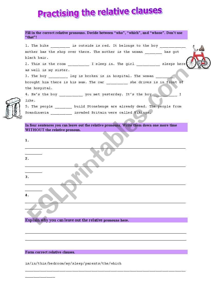 Revising the relative clauses worksheet