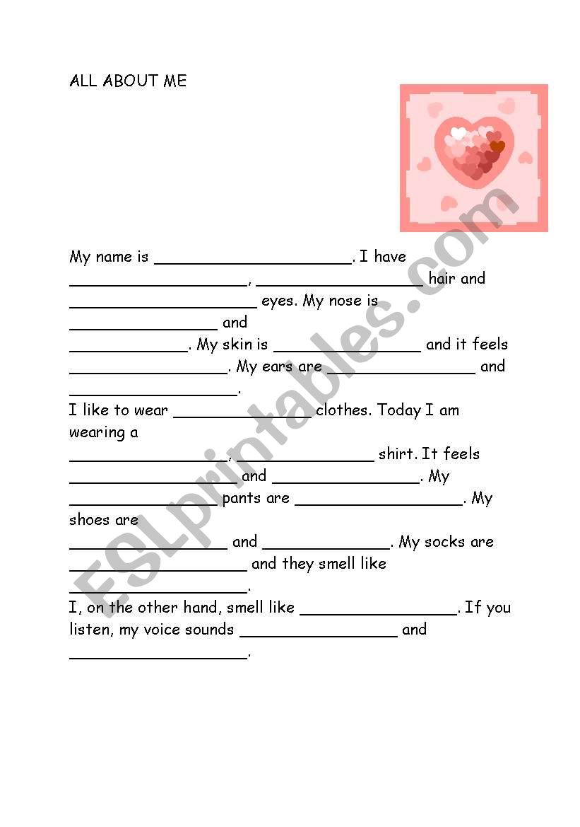 all about me worksheet