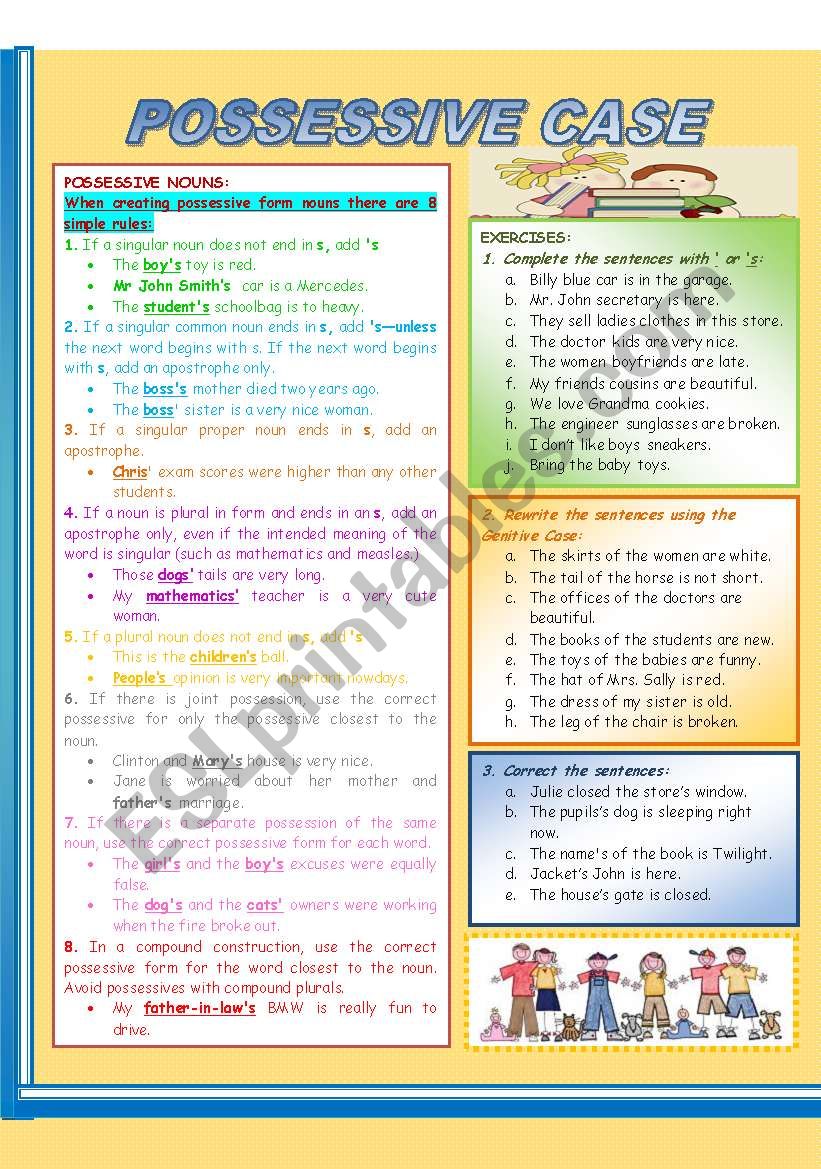 Possessive case - Grammar explanations_exercises