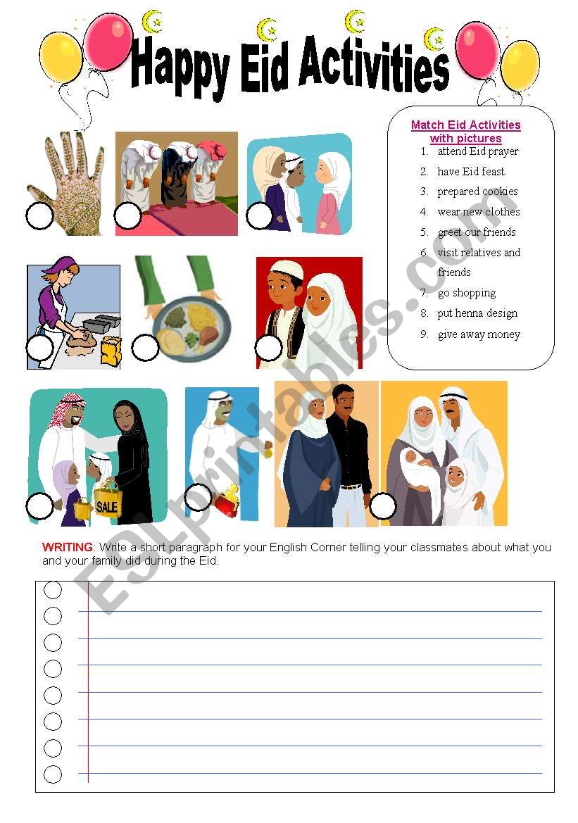 Happy Eid Activities worksheet