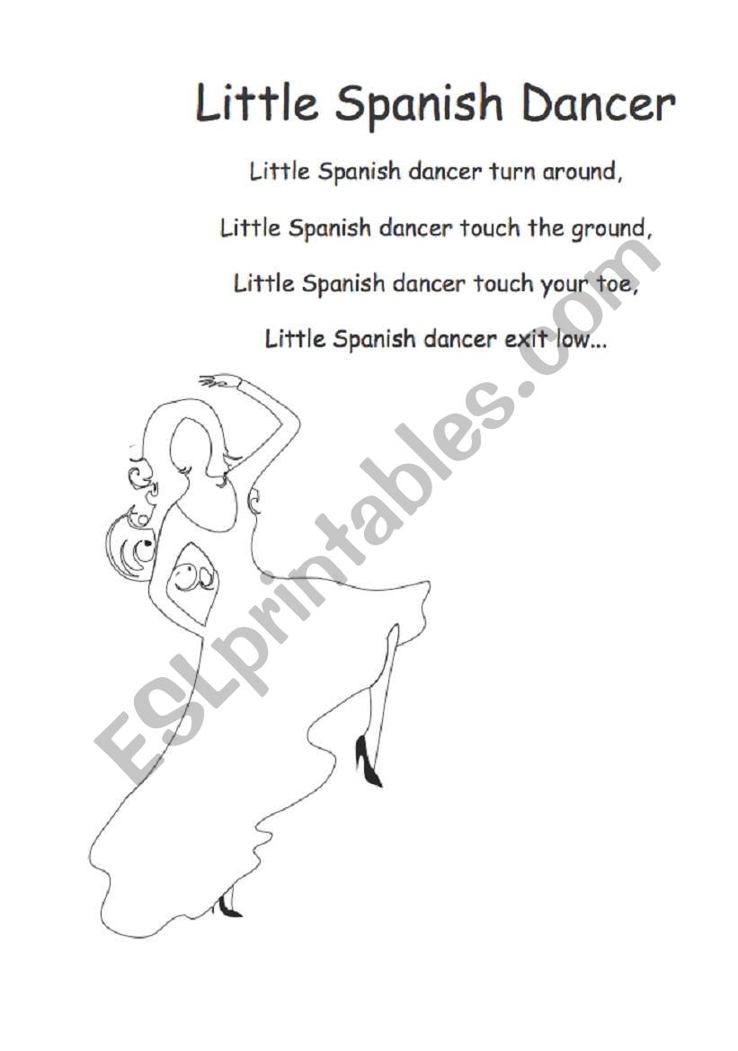 Song: Little Spanish Dancer. To colour in