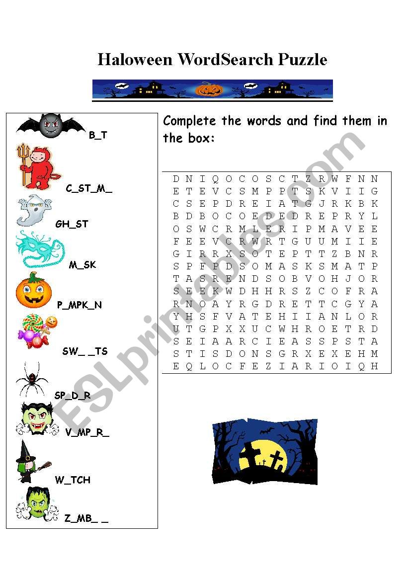 Halloween Wordsearch Puzzle worksheet