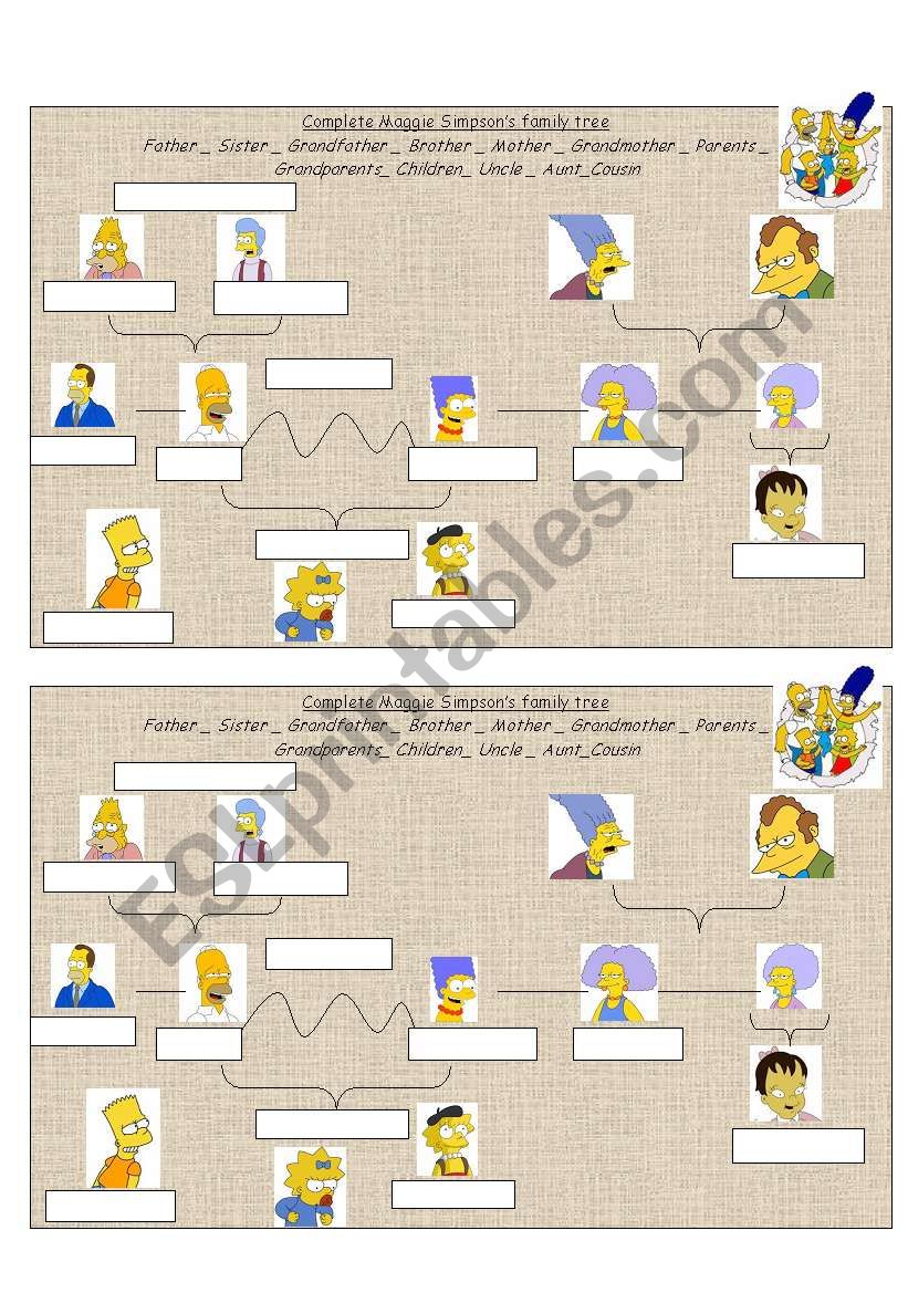 Match-making Simpson Family worksheet