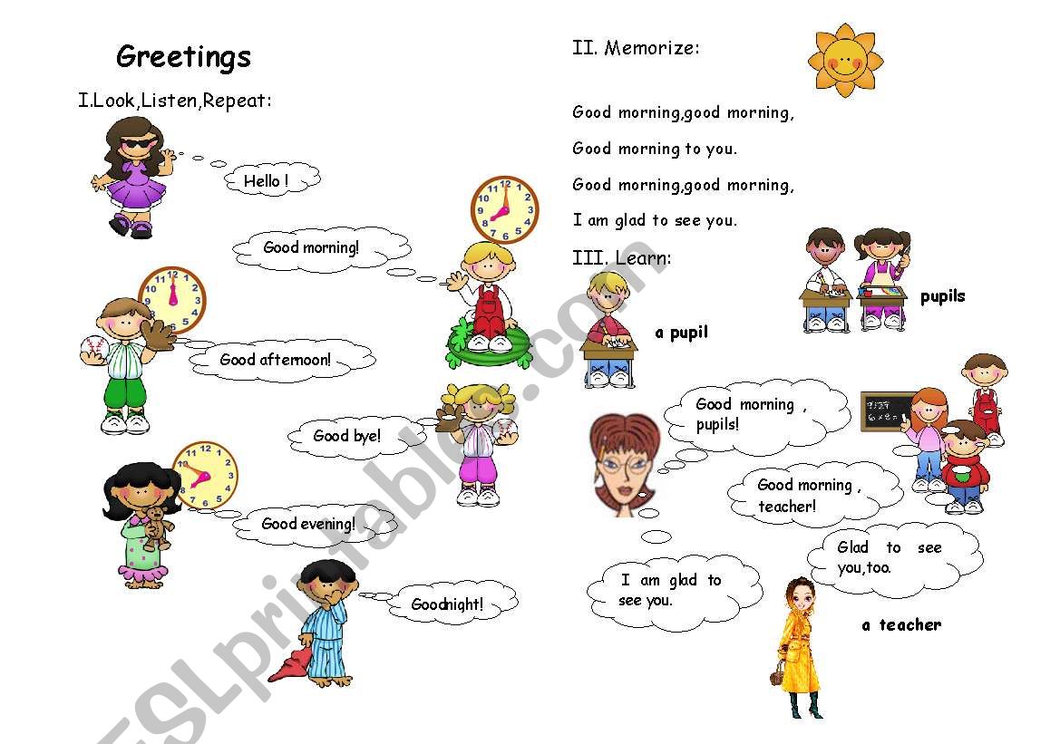 Greetings worksheet