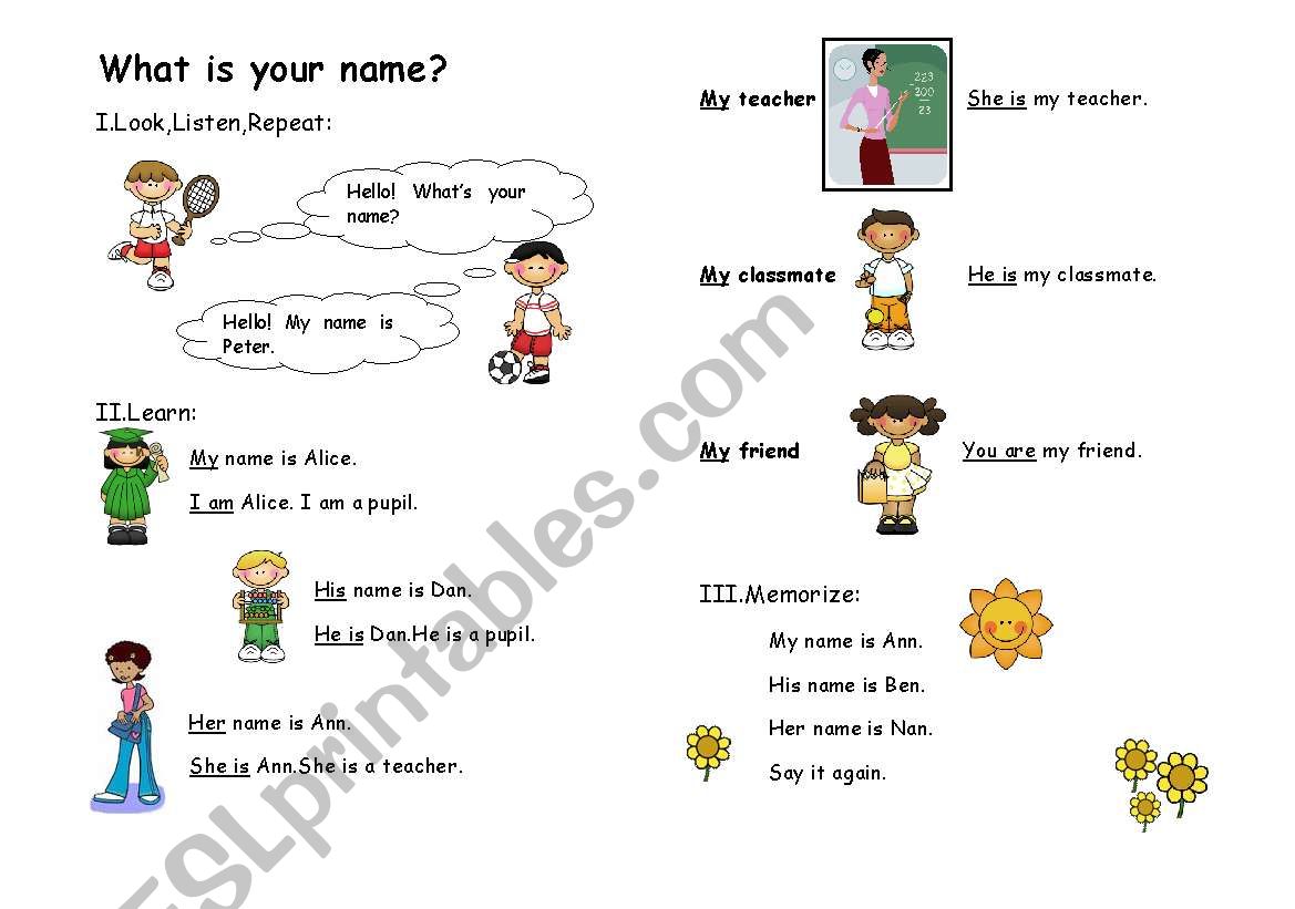 What is your name? worksheet