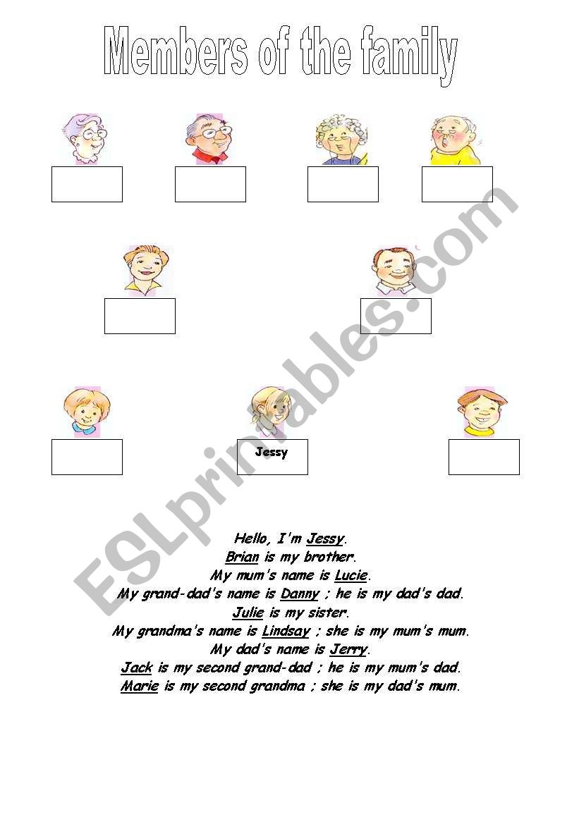 Members of the family worksheet