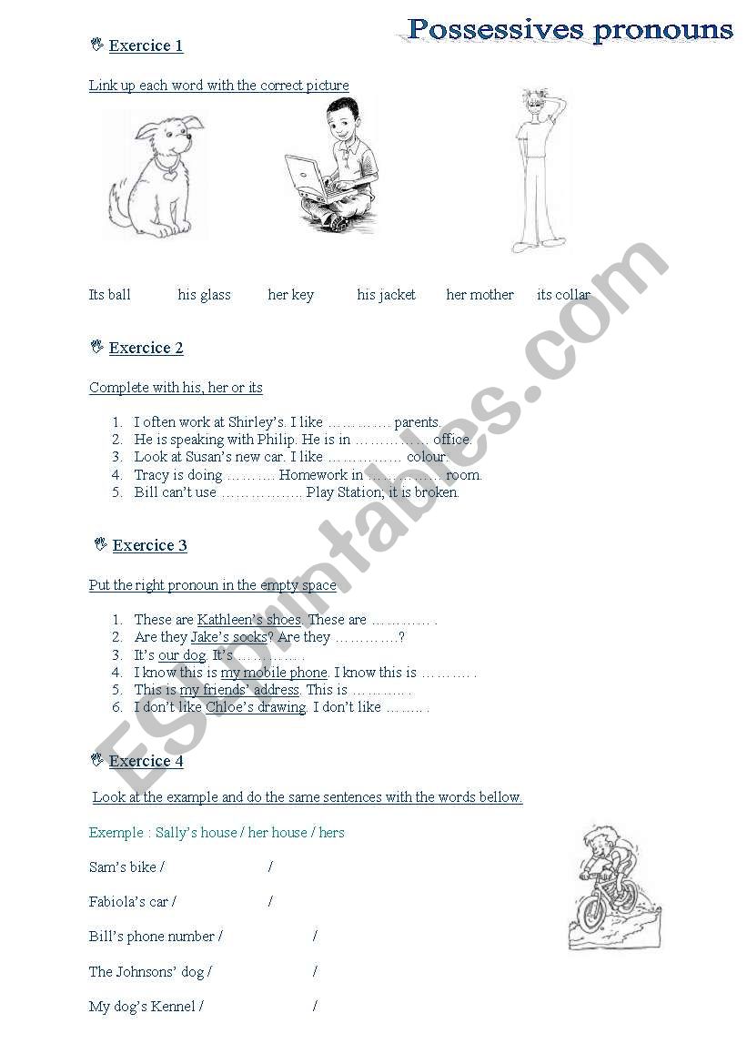 Possessives pronouns worksheet