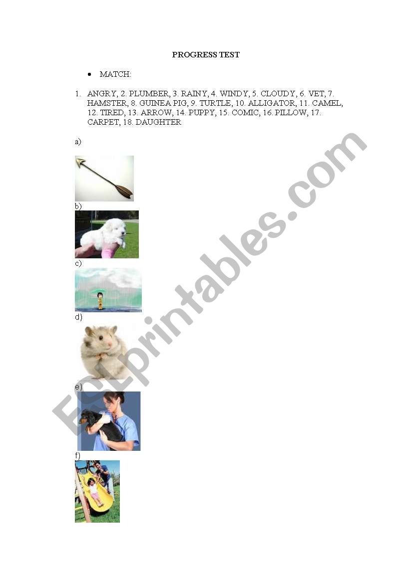 matcha a picture with a word worksheet