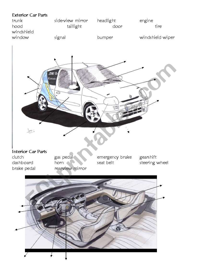 Car Parts worksheet