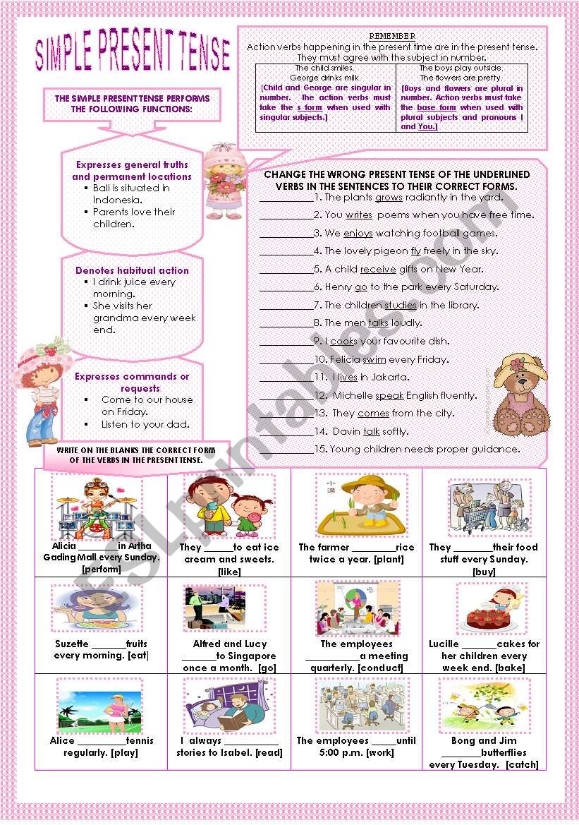 SIMPLE PRESENT TENSE worksheet