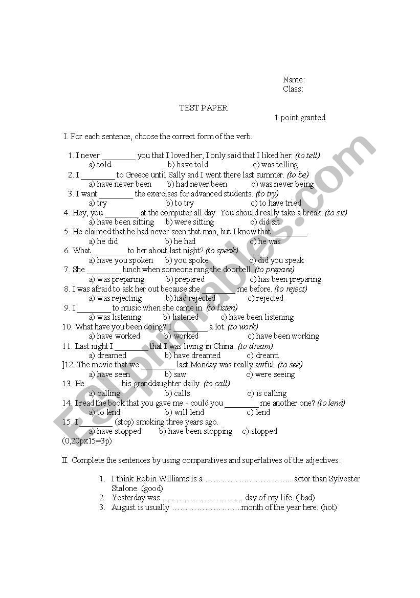 initial worksheet