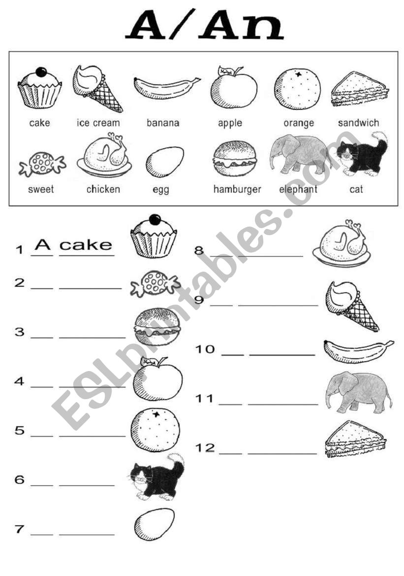 A/An worksheet