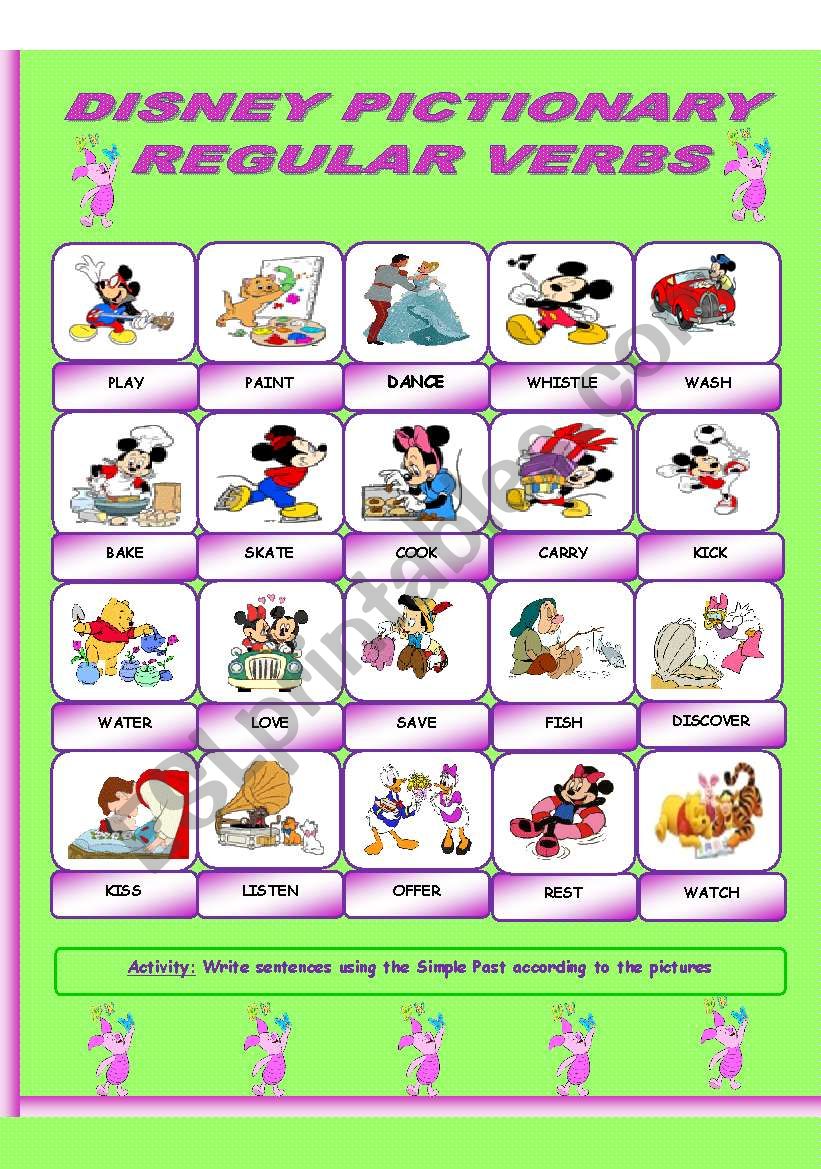 Disney Pictionary_regular verbs_past simple