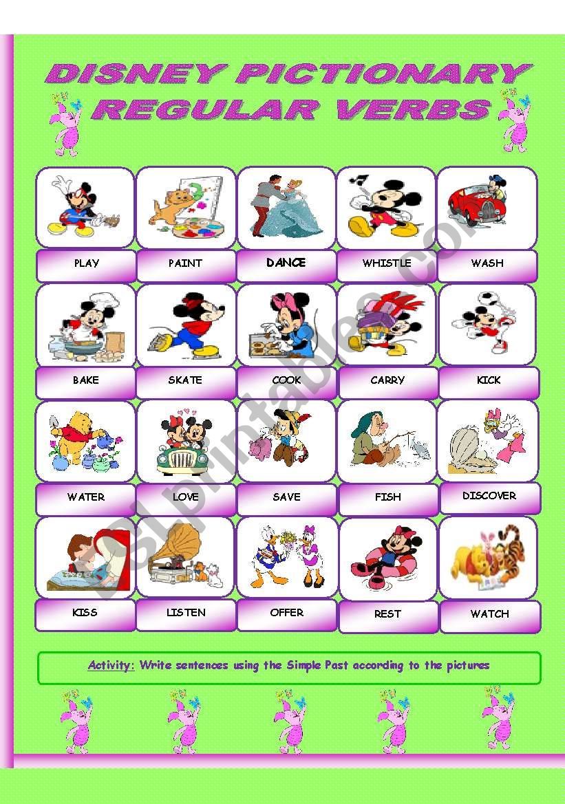 Disney Pictionary_regular verbs_past simple