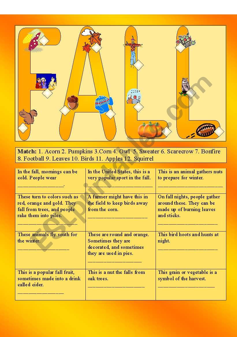 Fall Words  worksheet