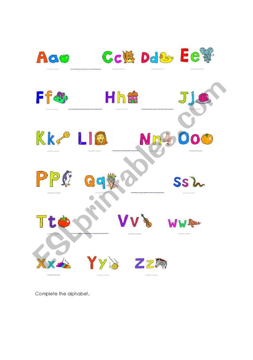 alphabet worksheet