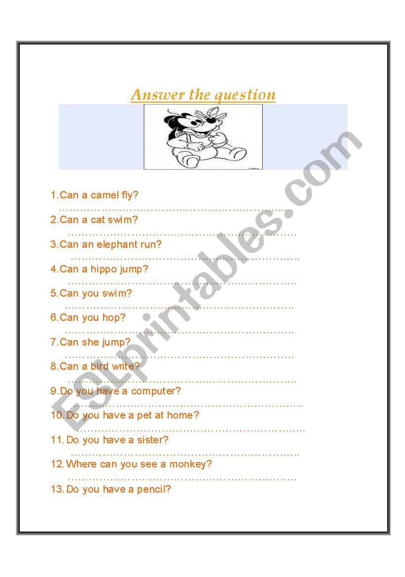 Answer the questions worksheet