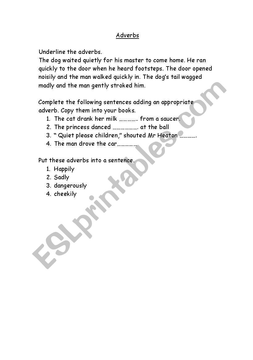 adverbs worksheet