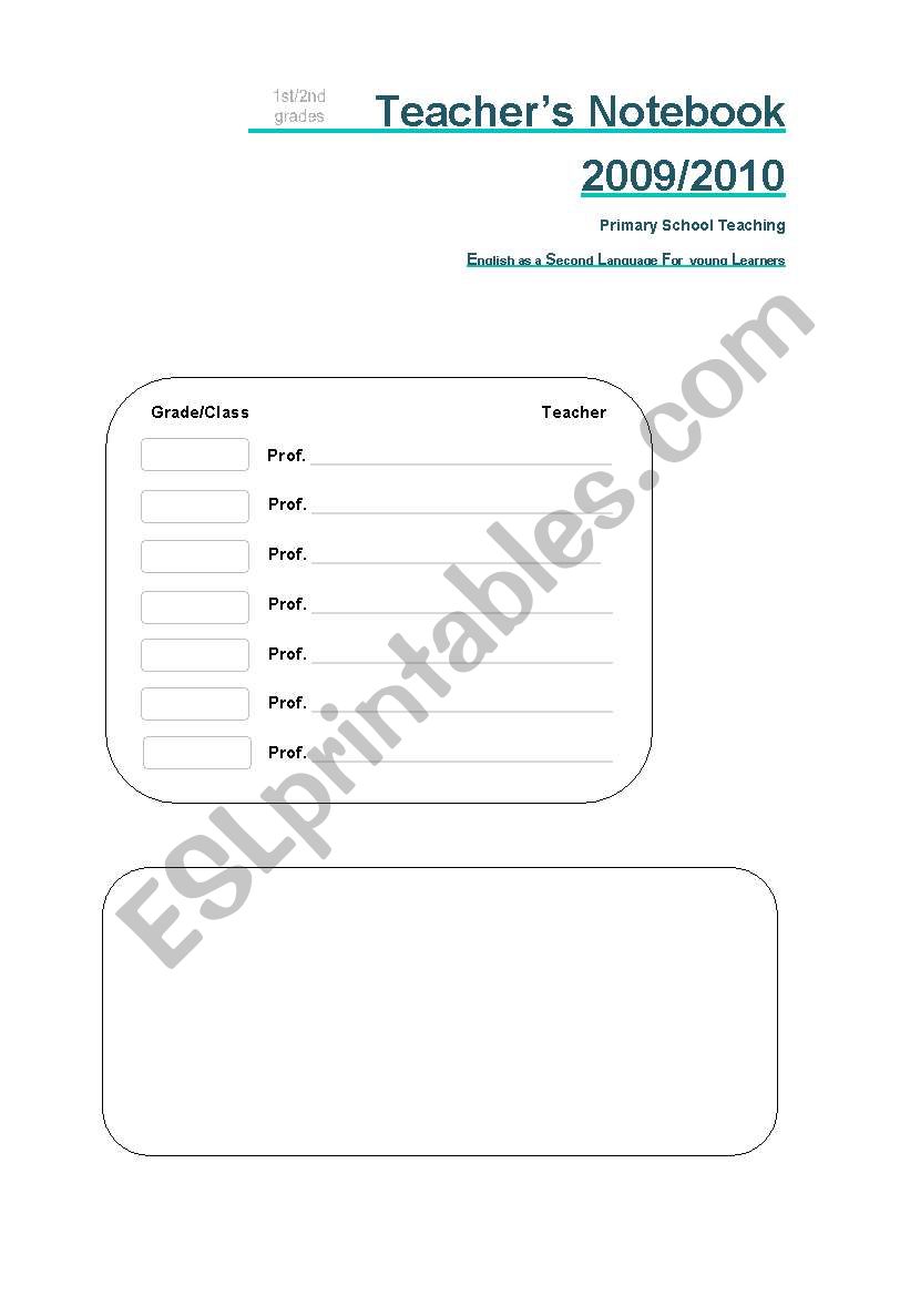 Teachers notebook worksheet