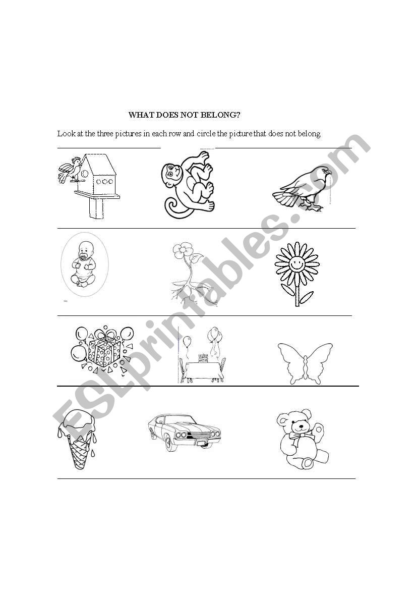 What does not belong? worksheet