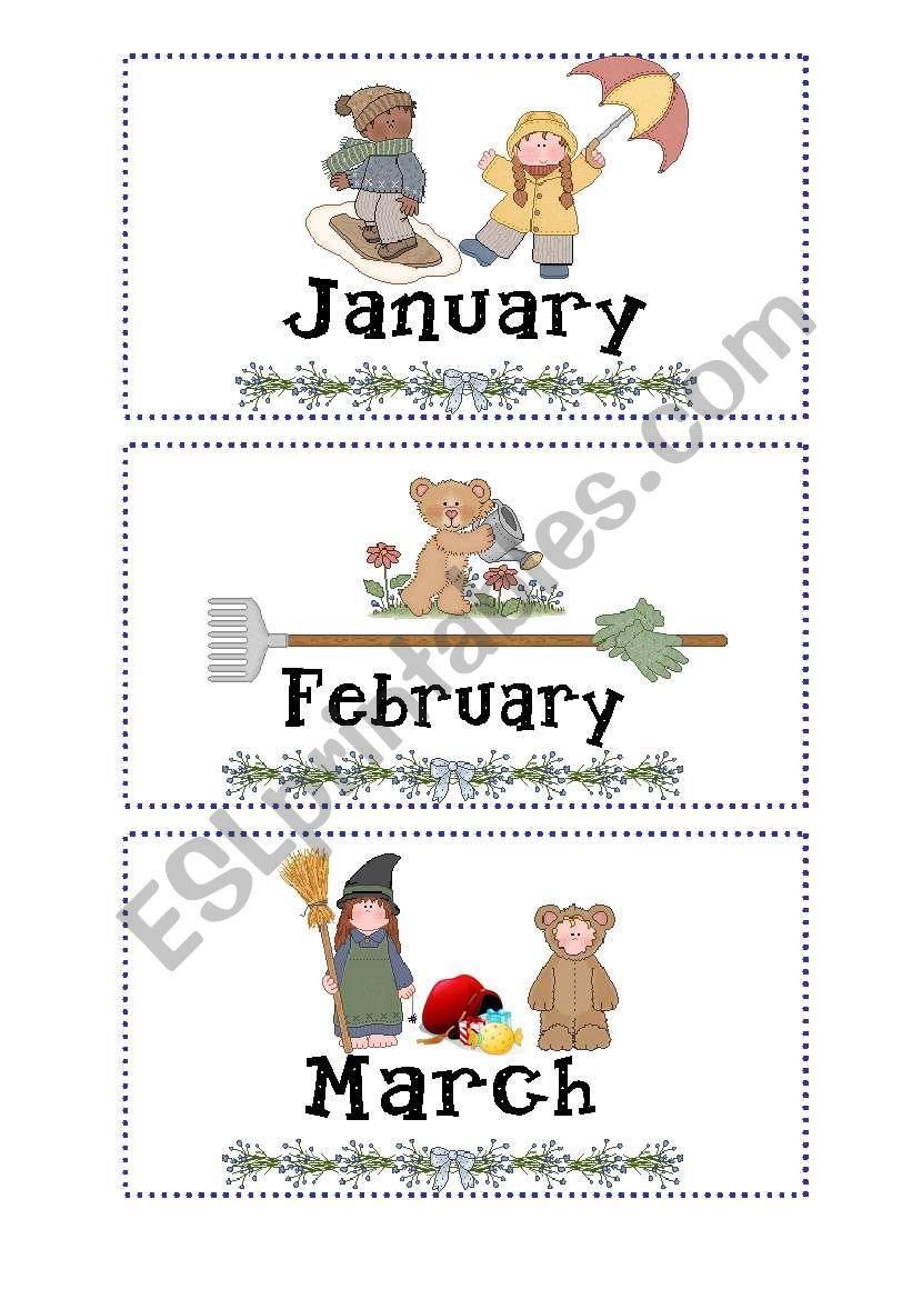 Months flashcards - related to Jewish festivals/holidays (1/3) January-March 
