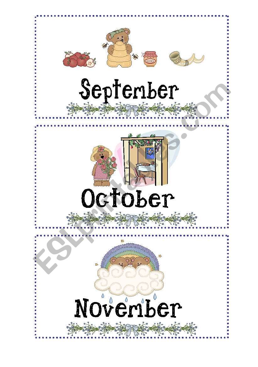 Months flashcards- related to Jewish festivals/holidays (3/3) September-December