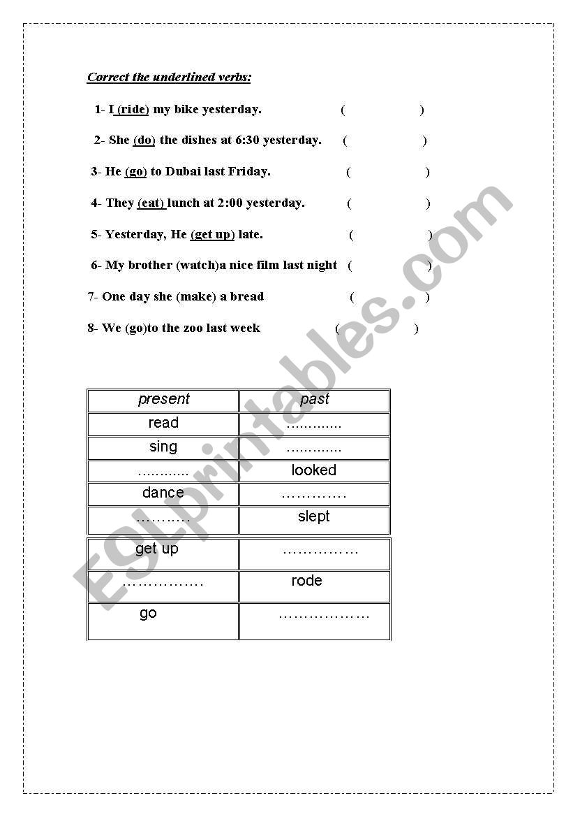 past simple worksheet