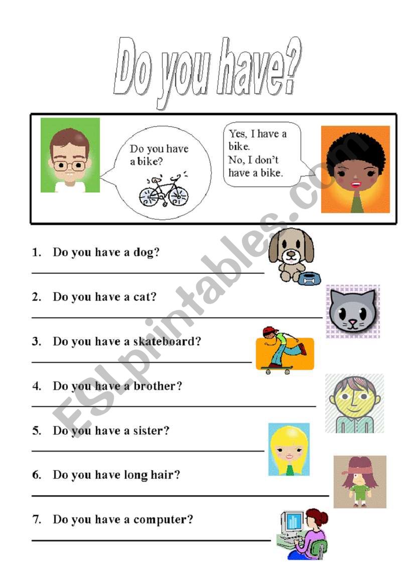 Do you have? worksheet