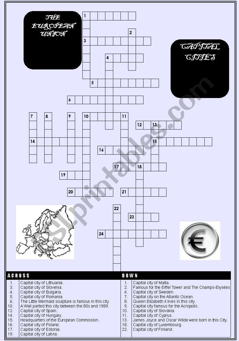 EUROPEAN CAPITAL CITIES worksheet