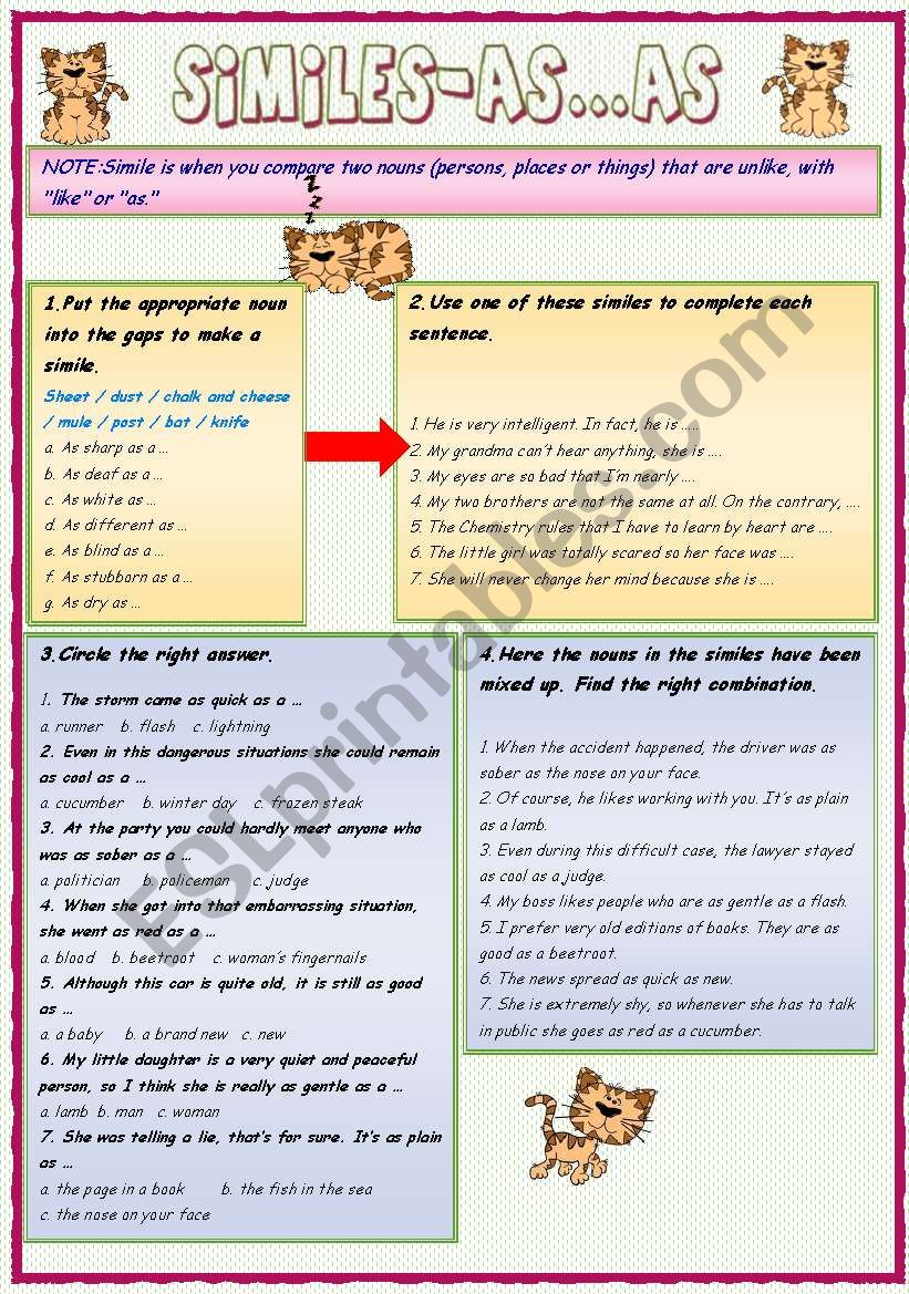 Similes -As ...as 2  worksheet