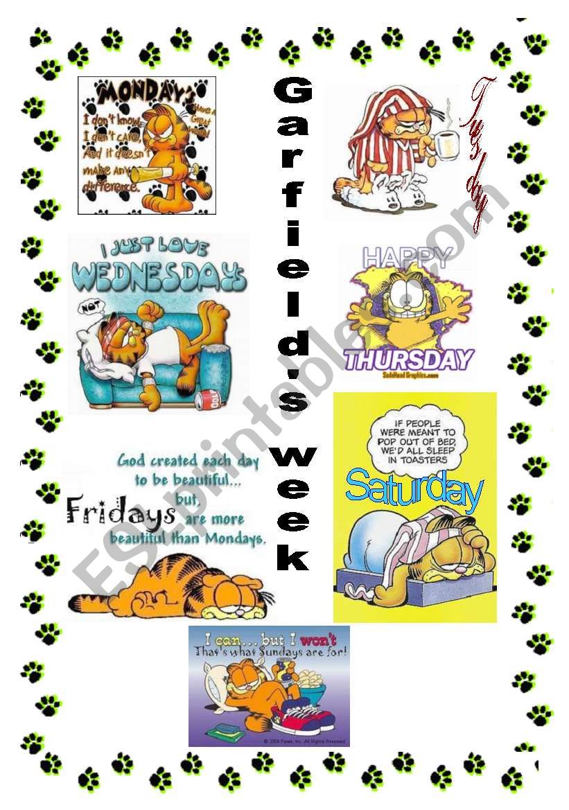 Days of the week by Garfield worksheet