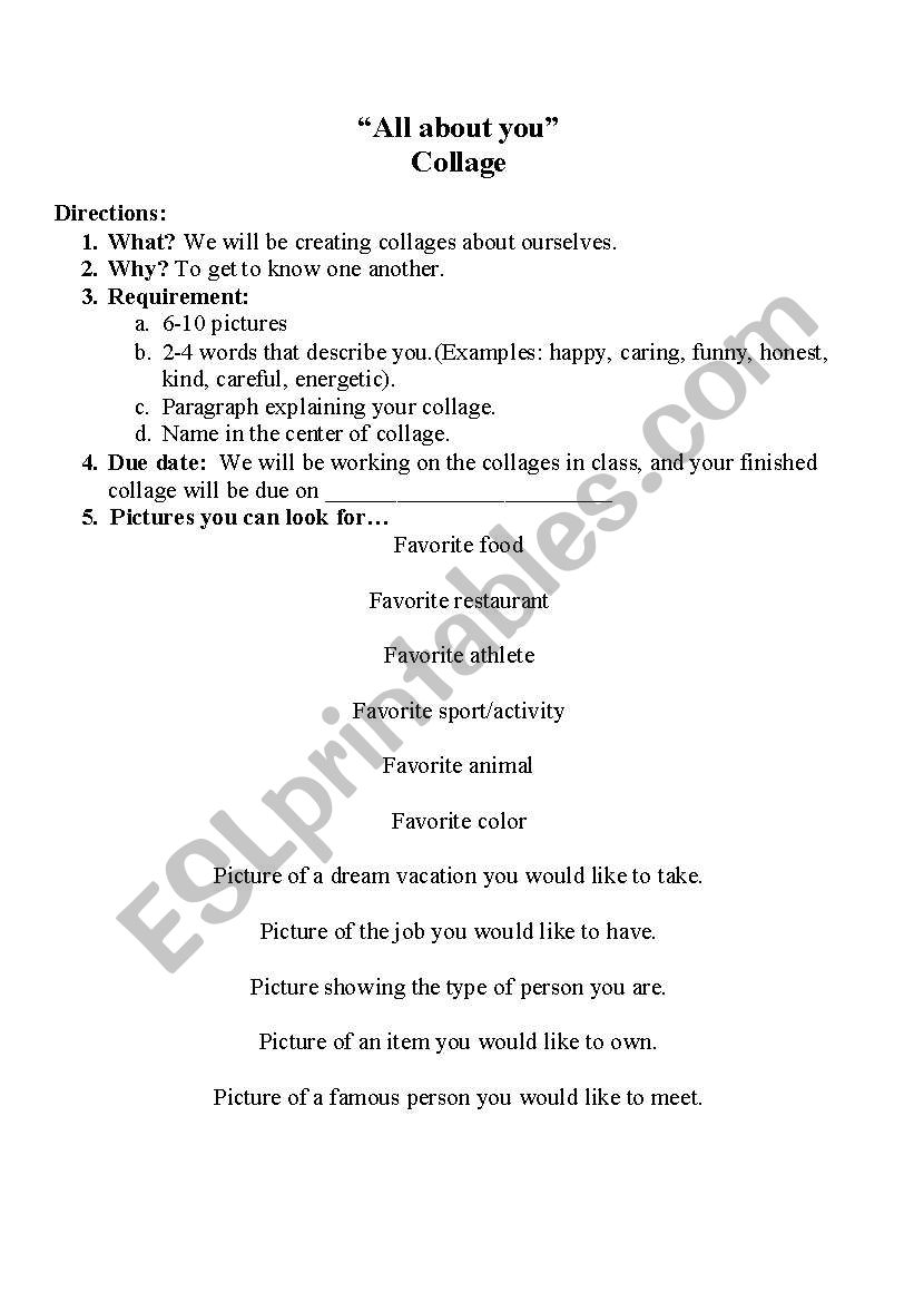 Collage worksheet