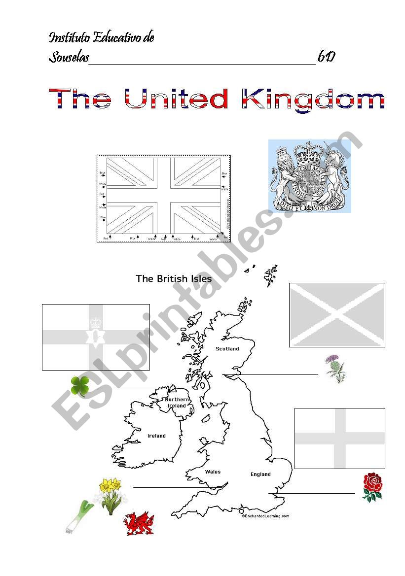 UK map and flags worksheet