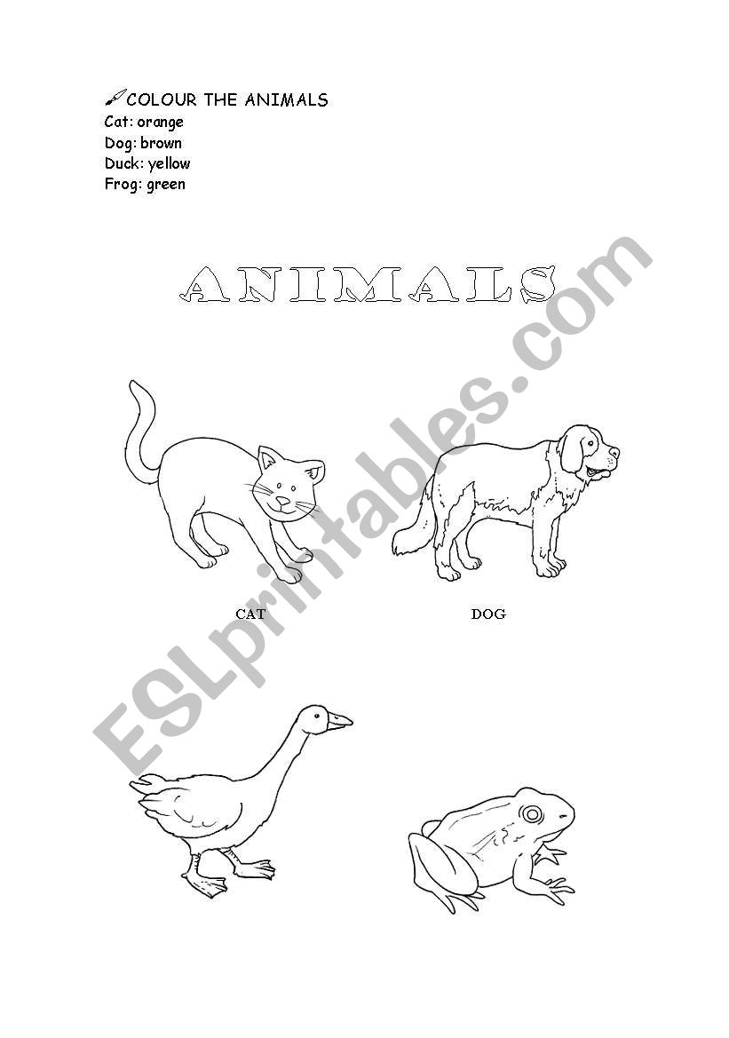 Colour the animals worksheet