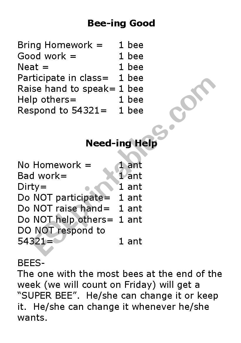 Beeing good ... worksheet