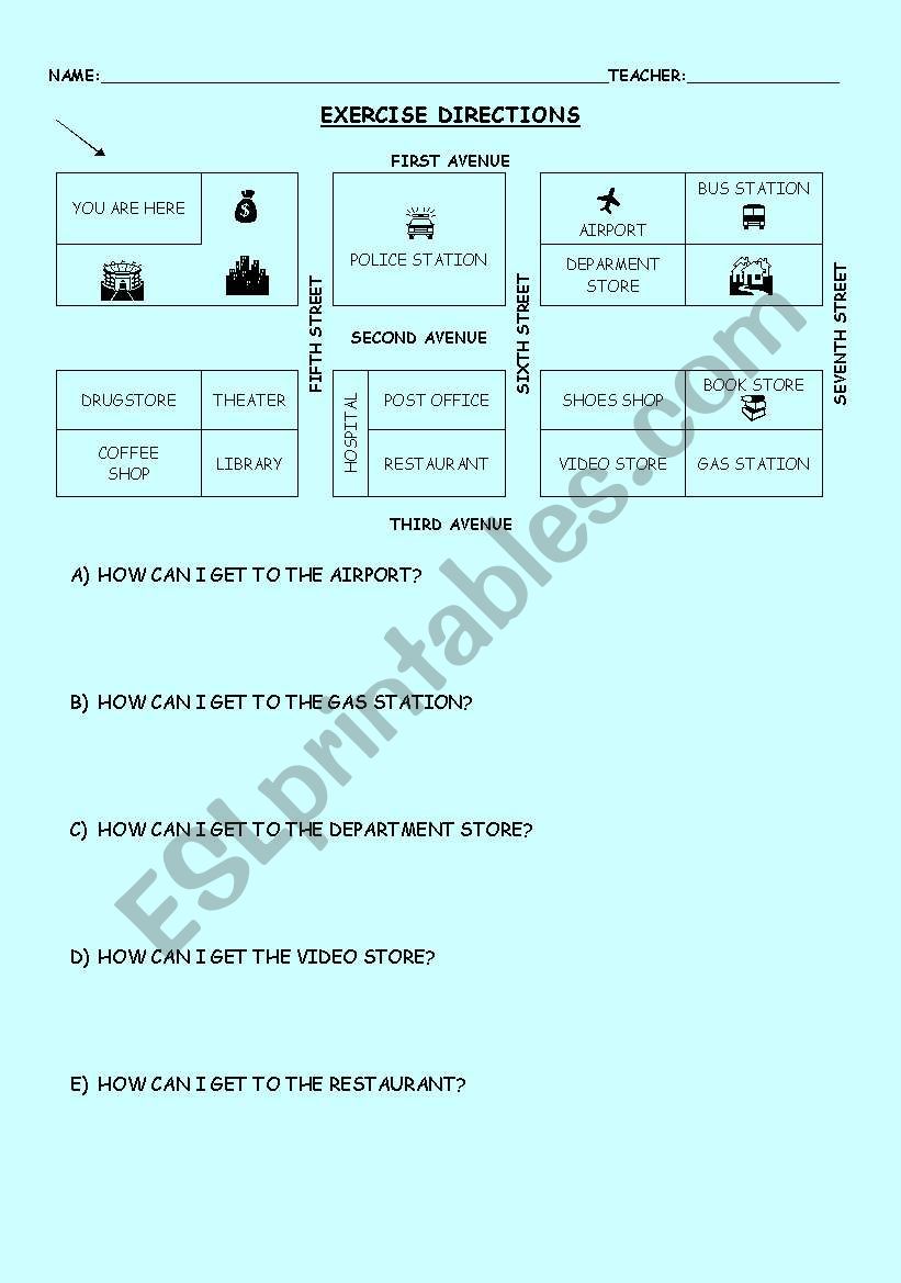 Directions worksheet