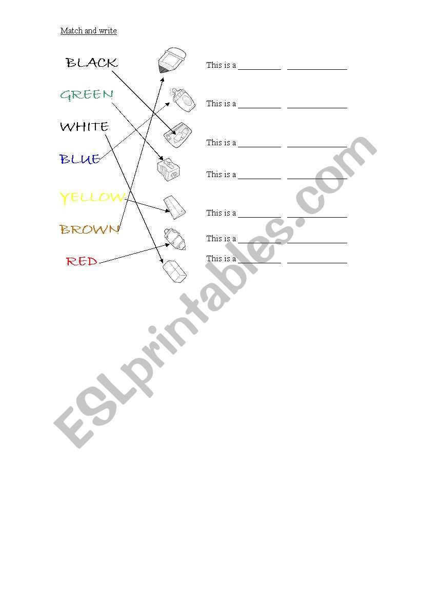 Match the school objects worksheet