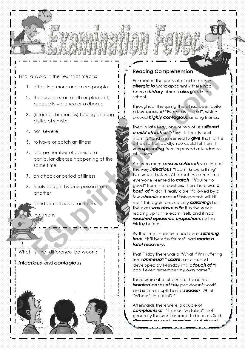 Examination Fever B/W Version worksheet