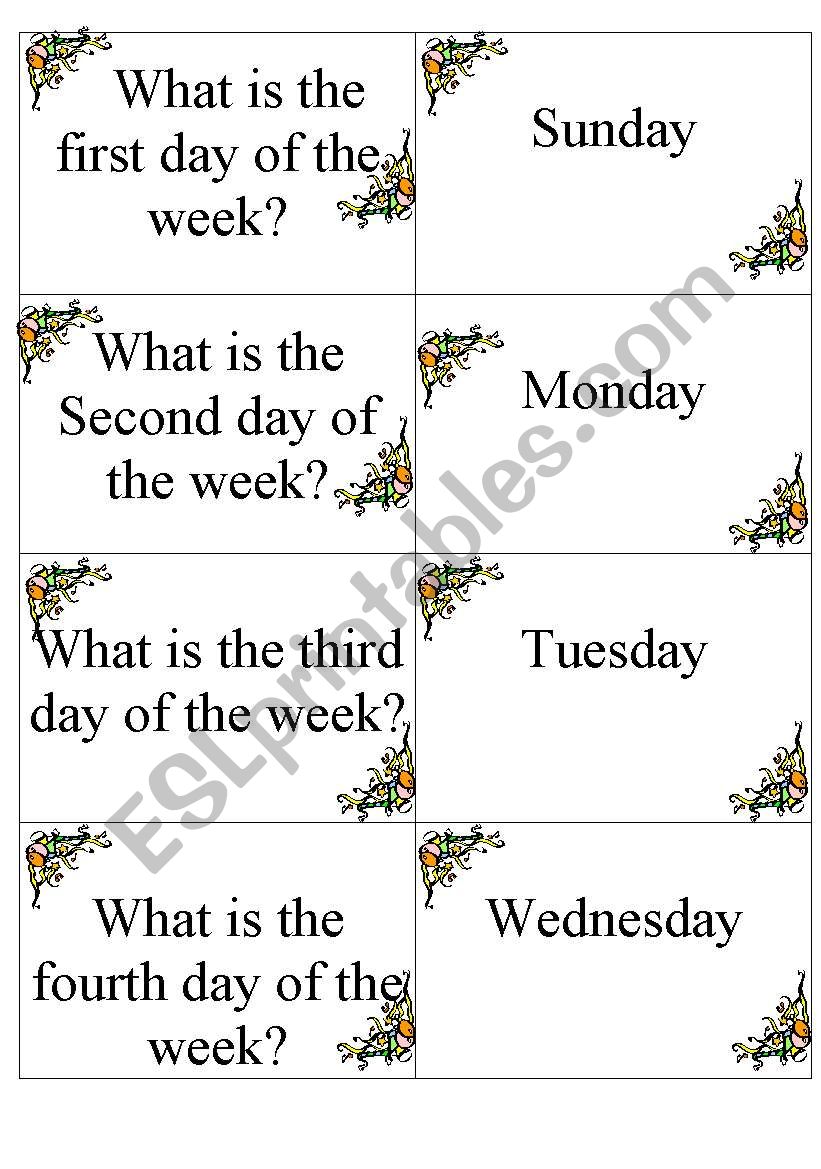 Dominoes DAYS OF THE WEEK worksheet