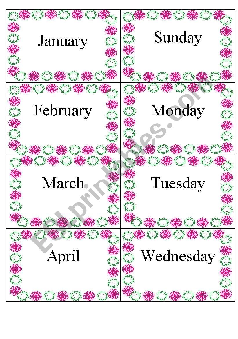 Dominoes Days and Months Game worksheet