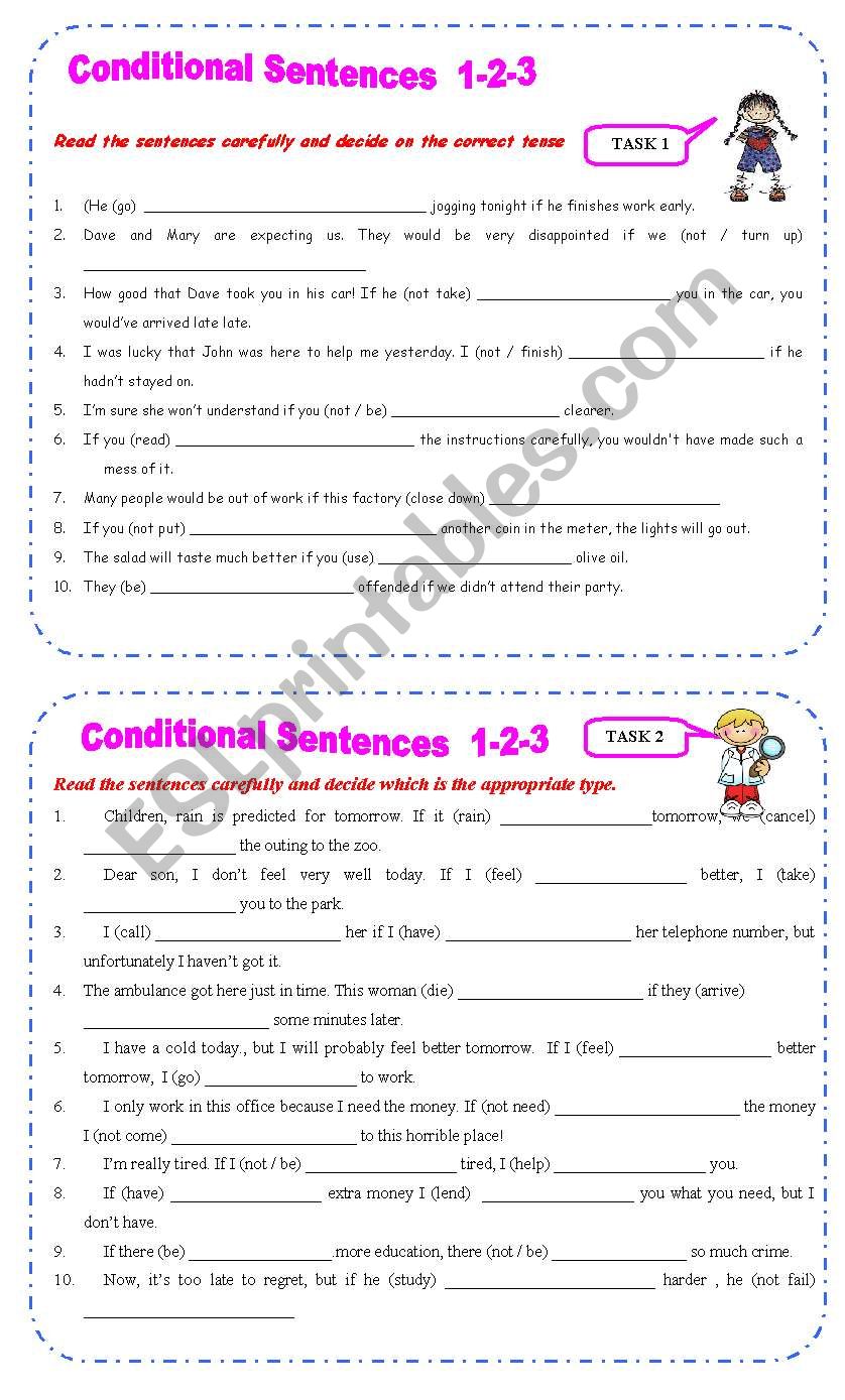 Conditional Sentences 1-2-3   B&W