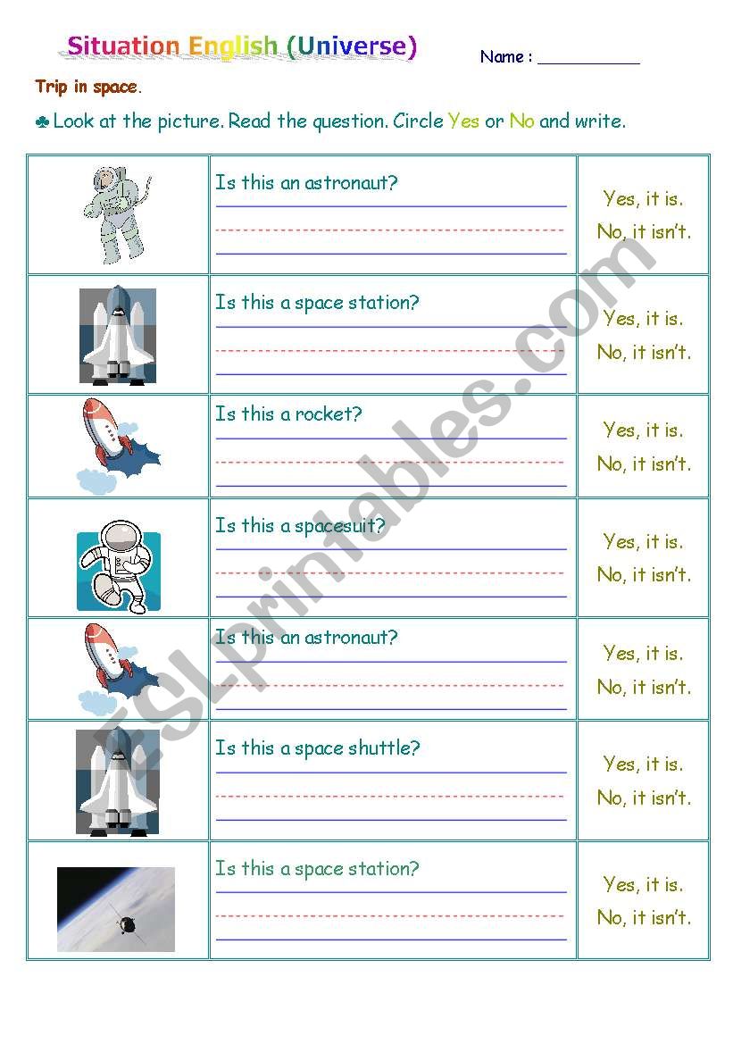 Universe  worksheet