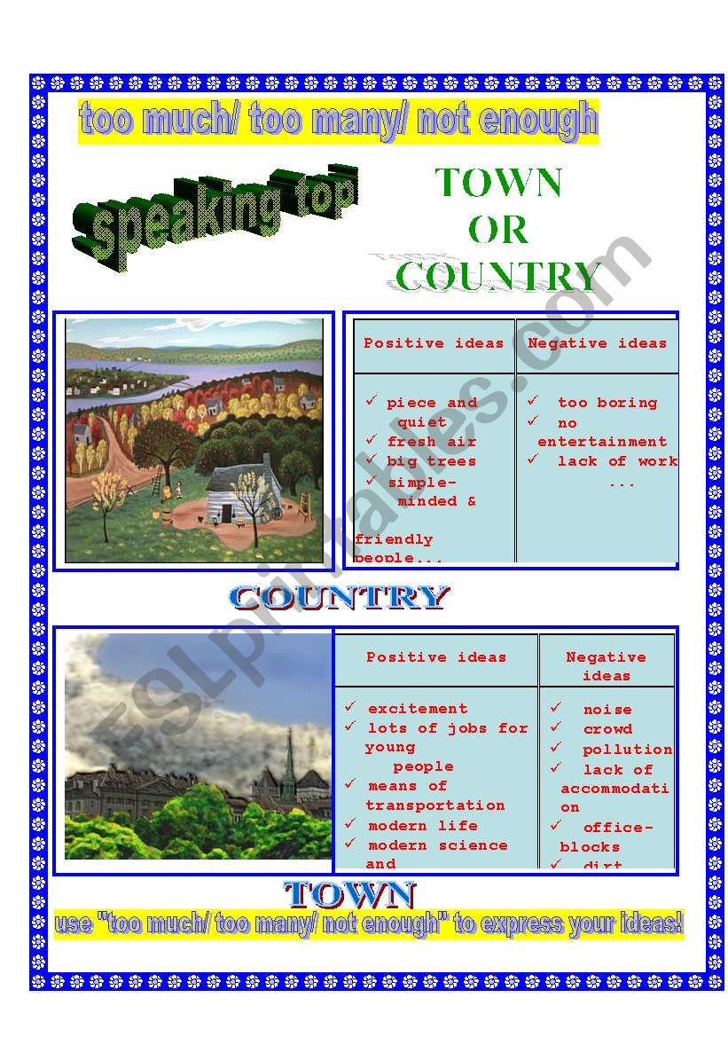 speaking topic: Town or country