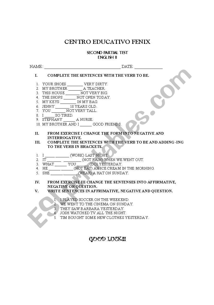 exam 2 semester worksheet